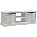 TV-Schrank mit 2 Körben Holz weiß