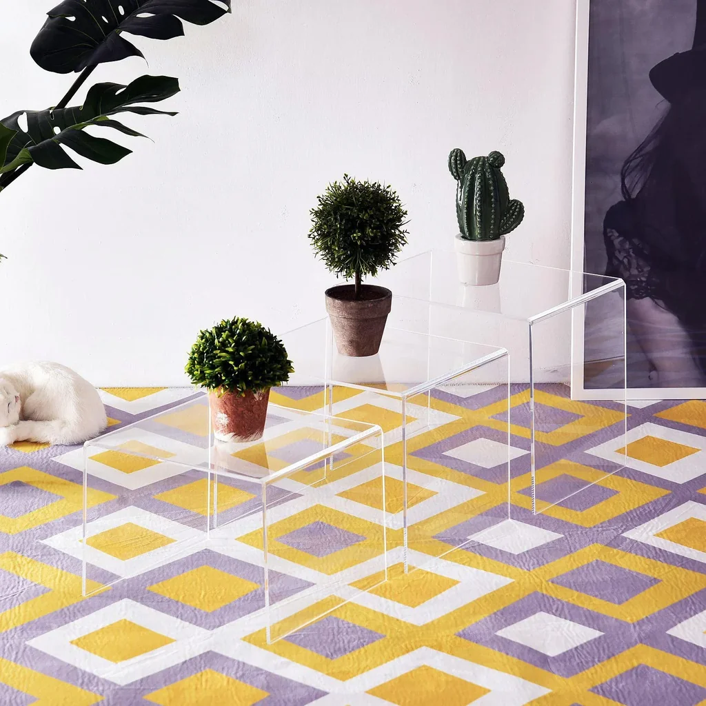 Beistelltisch 3er-Set Couchtisch Satztisch Sofatisch Glastisch klar