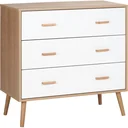 Kommode mit 3 Schubladen Sideboard Schubladenkommode Schrank Mehrzweckschrank Wohnzimmer Esszimmer Skandi-Design Weiß+Na