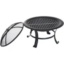 Feuerschale mit Grillrost Funkenschutz 74cm Schwarz