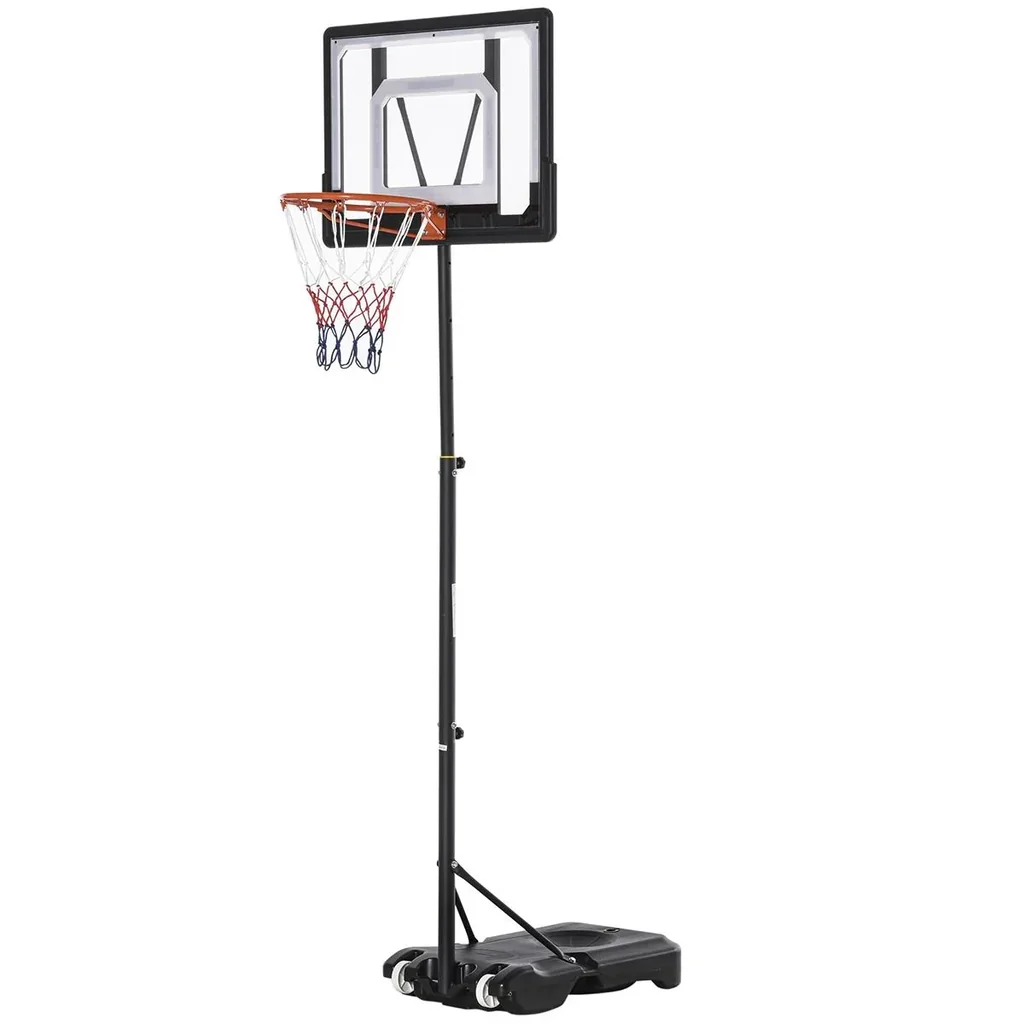 Basketballständer höhenverstellbar Basketballanlage für Kinder Basketballkorb mit Räder draußen Stahl PVC HDPE Schwarz 8