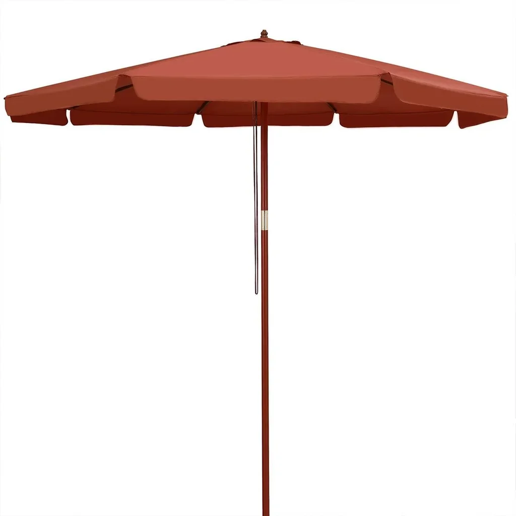Sonnenschirm Terracotta Holz 330cm UV-Schutz 50+