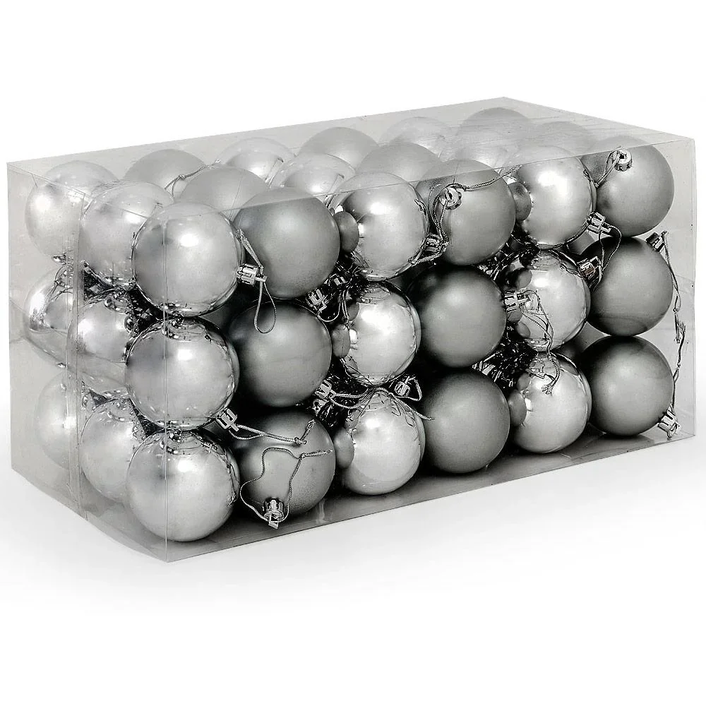 Weihnachtskugeln - Christbaumschmuck - silber 54 Stk.