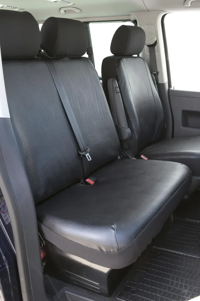 Passform Sitzbezüge für VW T5 Doppelbank hinten aus Kunstleder passend ab BJ 04/2003 bis 06/2015