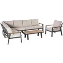 Loungeset - L-Sitzer 6 Personen - Creme/Weiß