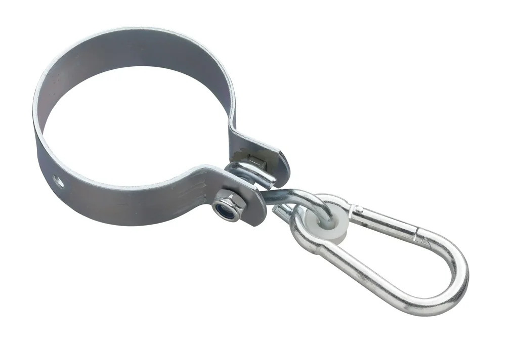 Schaukelhaken verzinkt Ø100 mm, Stärke 3 mm mit Karabiner für Rundholz