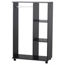 Kleiderschrank offener Dielenschrank, mit Kleiderstangen und Räder, für Schlafzimmer, E1 Spanplatte, Aluminium, 80x40x12