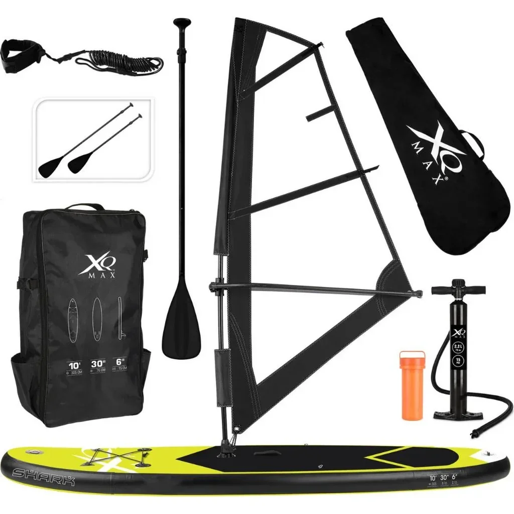 Special Edition Windsurf/Sup Board Set MIT Tragetasche - 13-teilig - Gelb/Schwarz - bis zu 150 kg - 305 cm - Aufblasbar