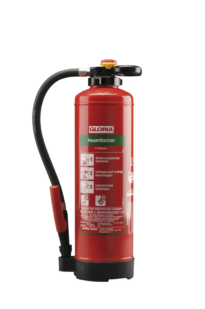Feuerlöscher SK 6 Pro, 6 Liter Schaumlöscher, 21A, 233B, Schlagknopf