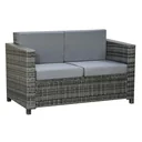 Poly-Rattan Sofa mit Kissen 2-Sitzer Garten Loungesofa Metall Polyester Grau 130 x 70 x 80 cm
