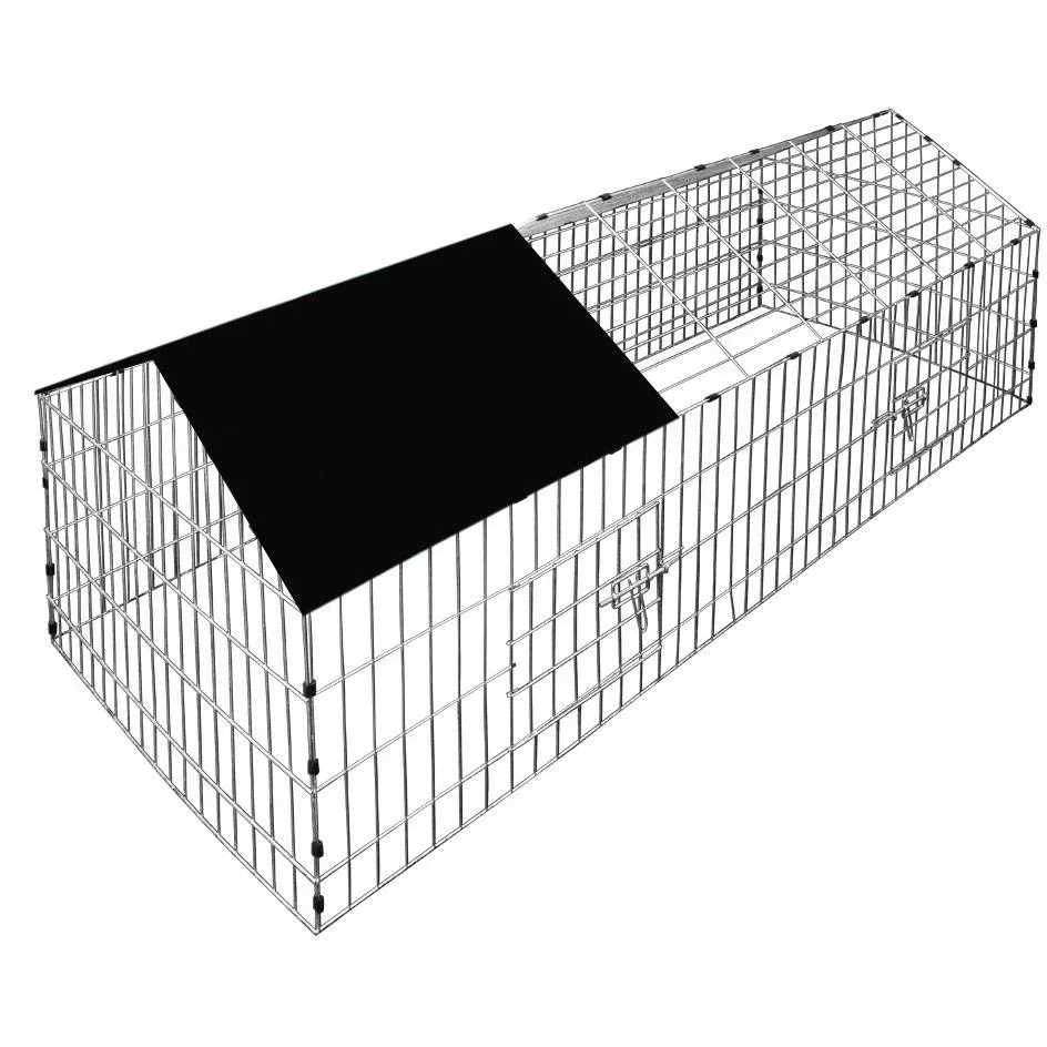 Kaninchenstall - 180x75x75cm - inkl. Sonnendach - Schwarz