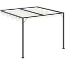 Pergola Pavillon 3 x 3 m mit Stoffdach wetterfest Wandmontage Metall Polyester Creme Weiß