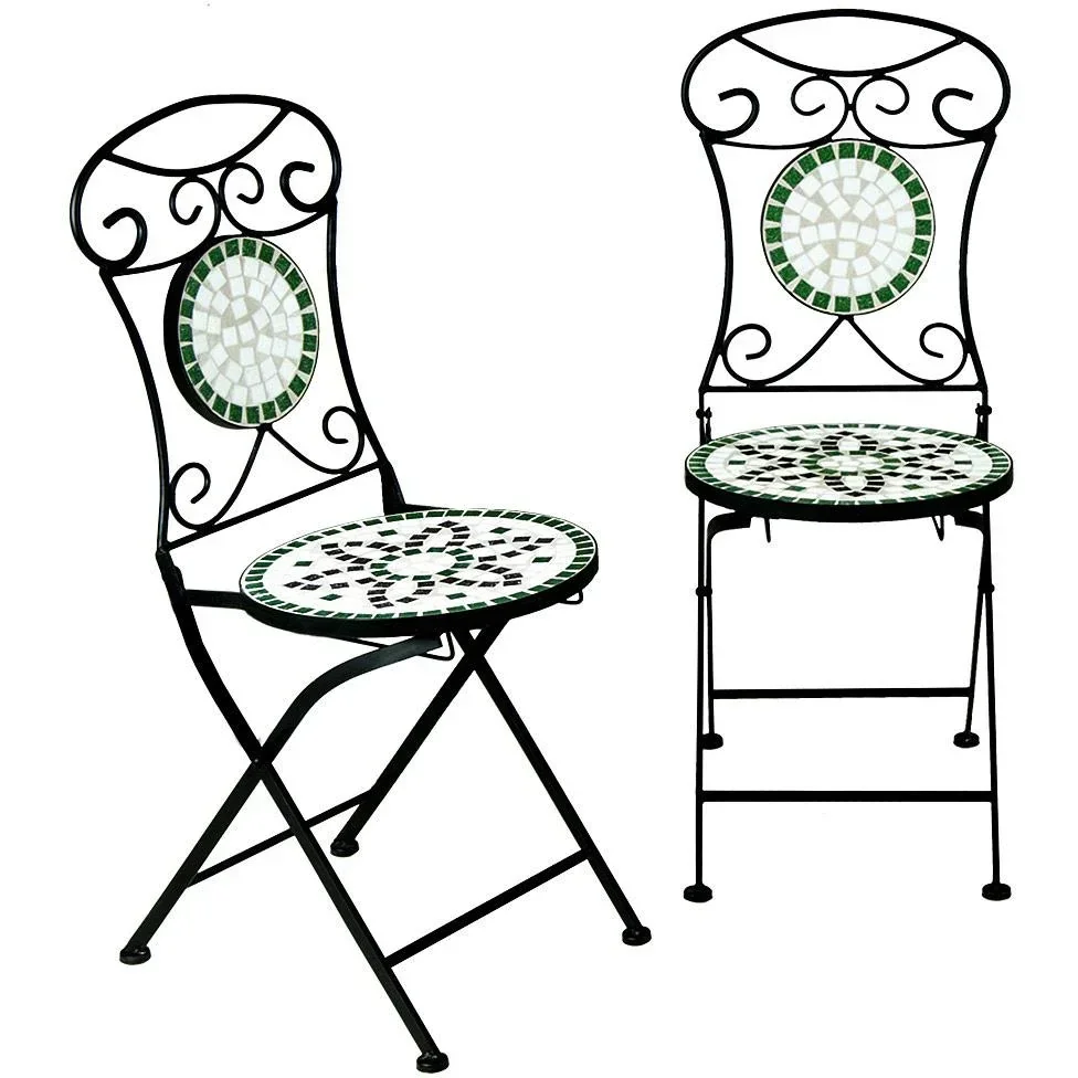 Mosaikstuhl FLORA 2er Set mit Metallgestell
