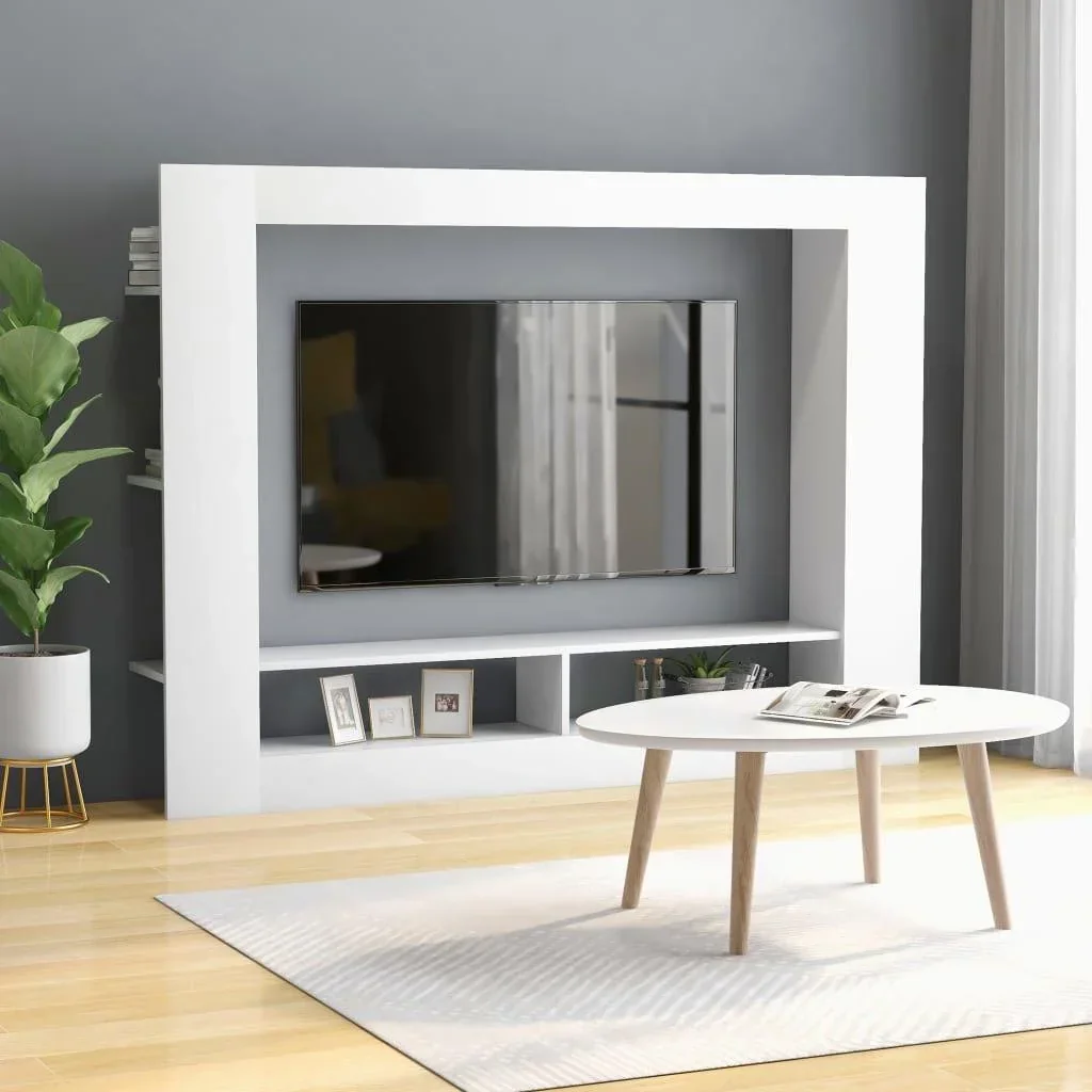 TV-Schrank 152x22x113 cm Spanplatte weiß