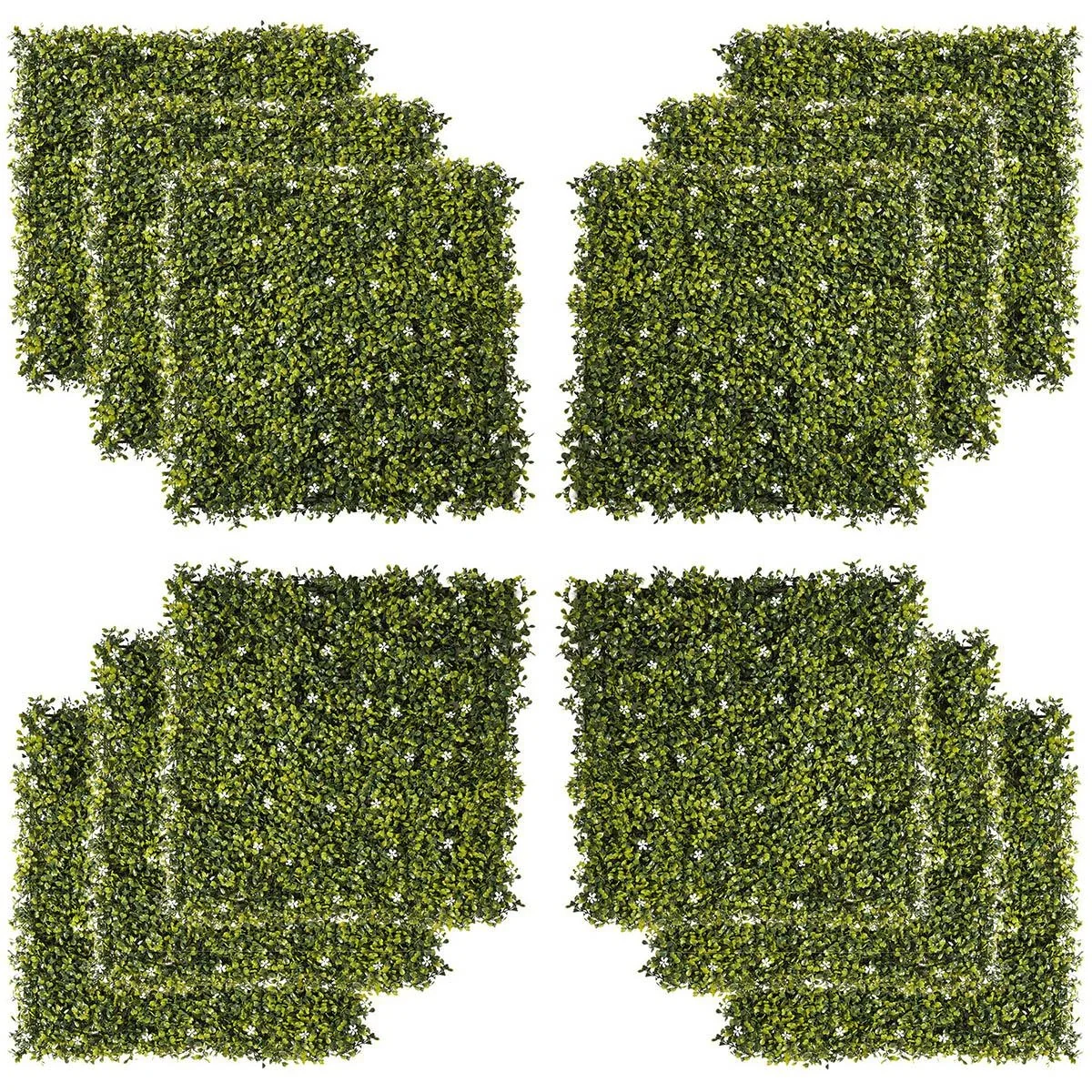 12 Stück künstliches Pflanzenwand Hecke 50x50 cm UV-Schutz Sichtschutz Mailänder Gras Design Heckenpflanze für Garten Ou