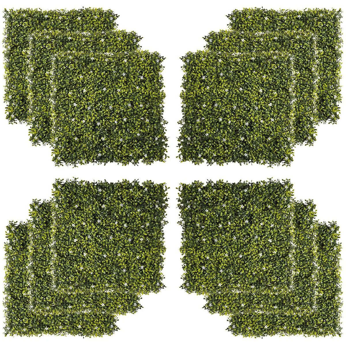 12 Stück künstliches Pflanzenwand Hecke 50x50 cm UV-Schutz Sichtschutz Mailänder Gras Design Heckenpflanze für Garten Ou