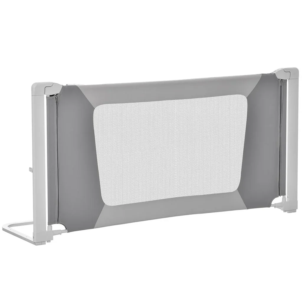 Bettgitter Kinderbettgitter mit L-förmigen Stützbeinen Krippengeländer 18 Monate bis 5 Jahre Kindergitterzaunmöbel Grau