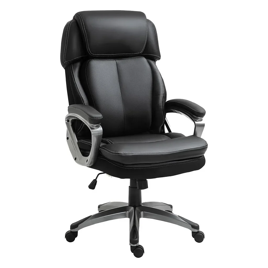 Bürostuhl Computerstuhl mit Wippenfunktion Kopfstütze ergonomischer Schreibtischstuhl drehbar höhenverstellbar Kunstlede