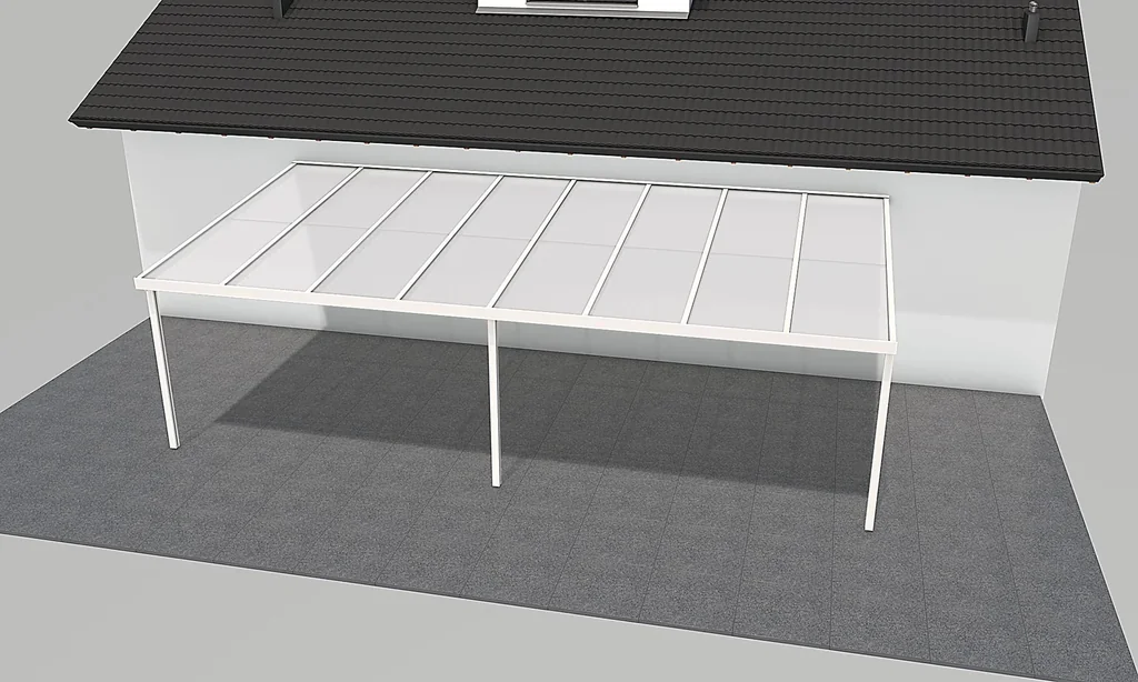 Terrassendach Premium, weiß, 8125 x 4060 mm - Polycarbonat Stegplatten 16 mm, opal