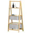 Standregal Bücherregal Bambusregal 3-stufiges Büroregal Lagerregal Aktenregal Küchenregal faltbar Perfekt für das Wohnzi