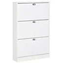 Schuhschrank Schuhregal geräumig hölzern mit Türen und Regalen Spanplatte Weiß 76,2 x 19 x 116,8 cm