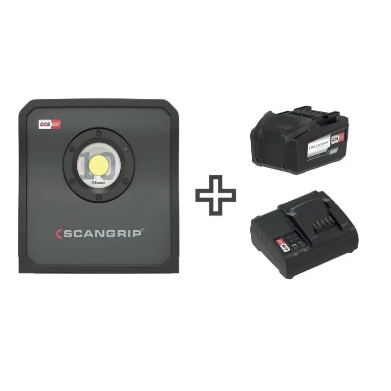 Handflutlichtstrahler NOVA 10 CAS + 18V 5,2Ah Akku + SC30 Ladegerät + abnehmbarem Diffuser L
