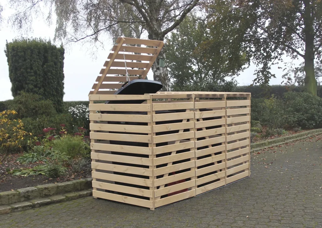 Mülltonnenbox "Vario V" für 3 Tonnen, natur