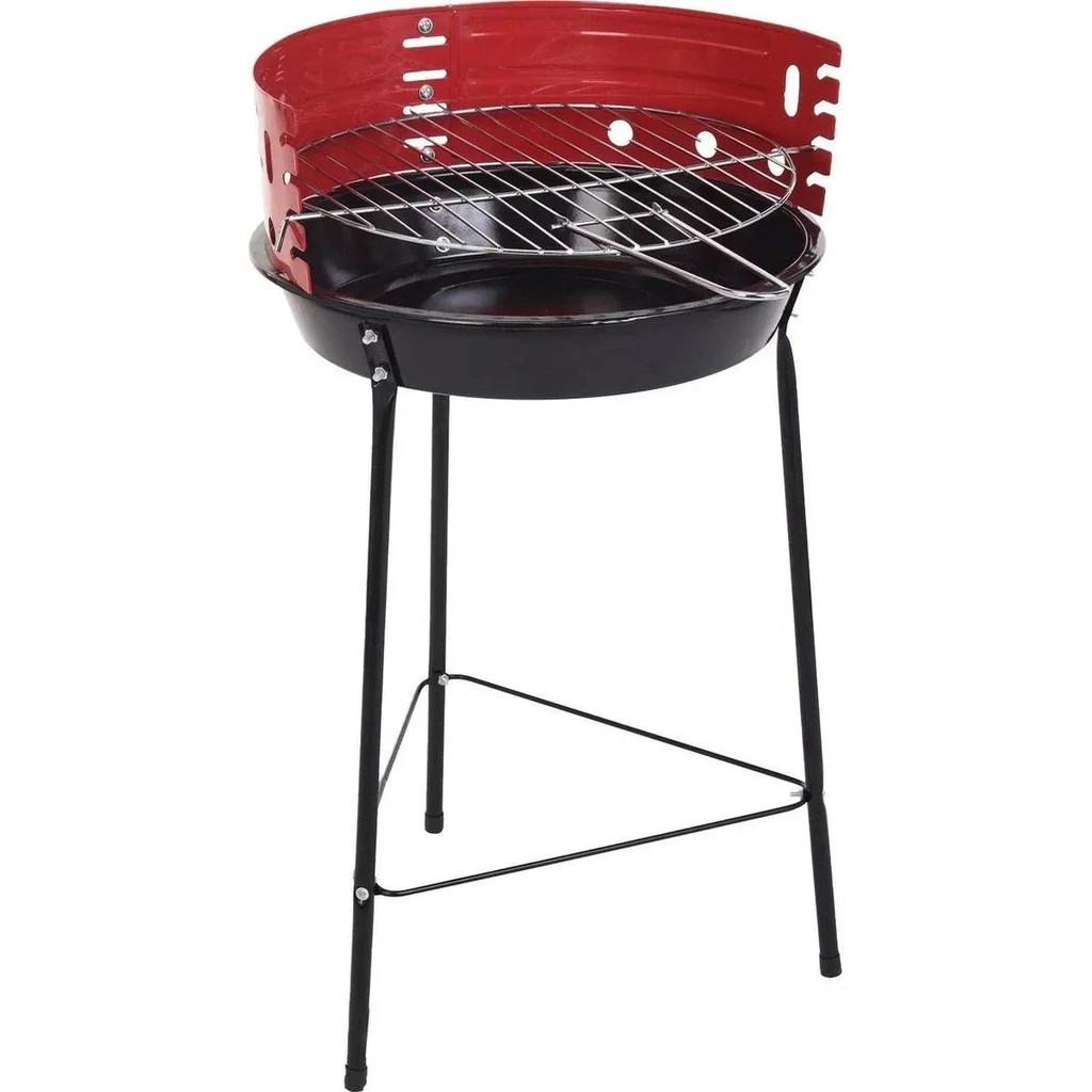 Vargan Holzkohlegrill Ø33 cm - Halb offen - Schwarz/Rot