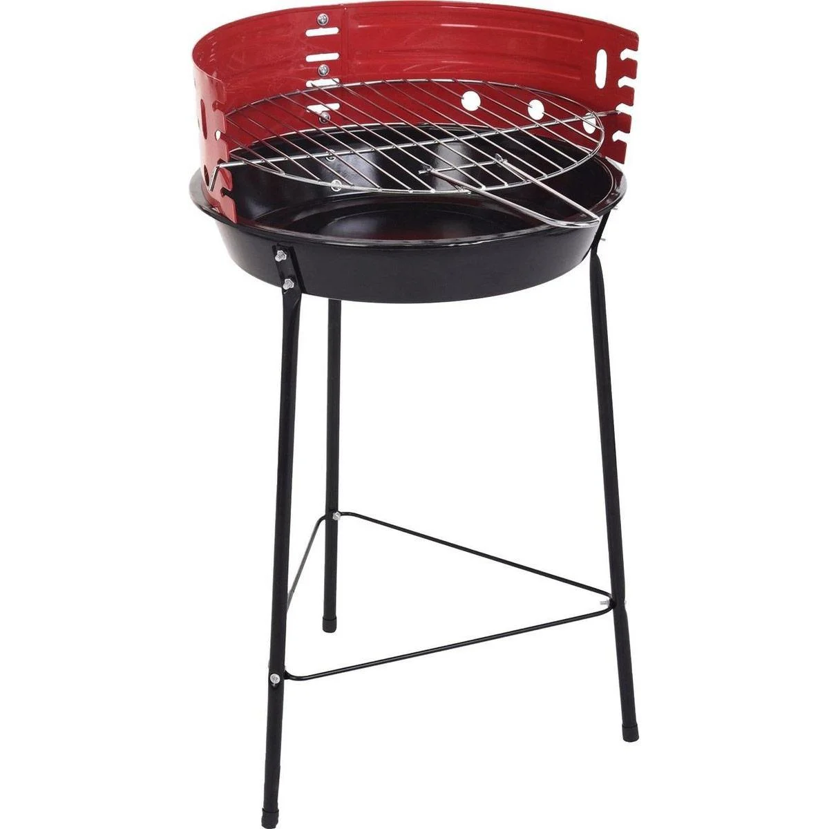 Vargan Holzkohlegrill Ø33 cm - Halb offen - Schwarz/Rot