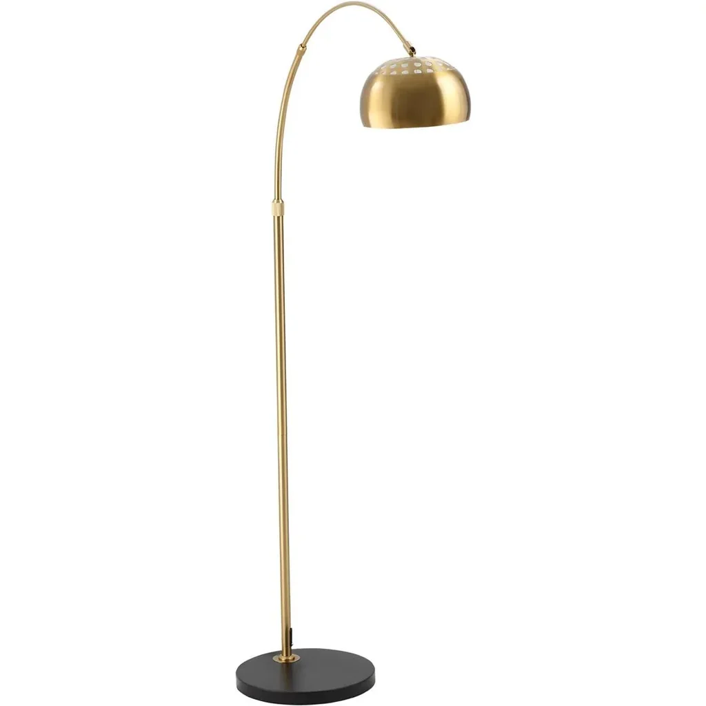 Bogenlampe Stehlampe Wohnzimmer mit vergoldeter Lampenschirm Stehleuchte 40W Bogenleuchte mit E27 Fassung Schirm für Sch