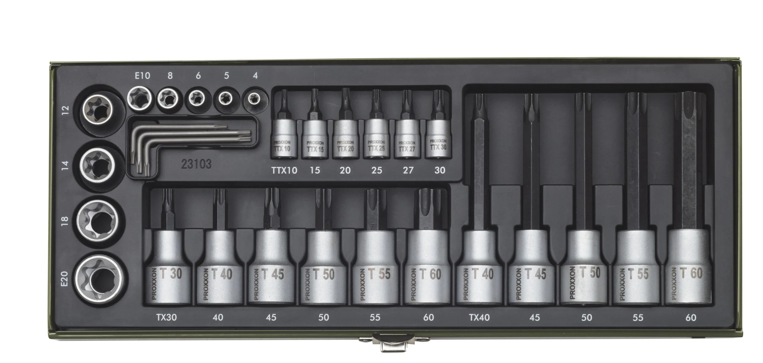 Steckschlüsselsatz TX, 1/4" + 1/2" (29-tlg.)