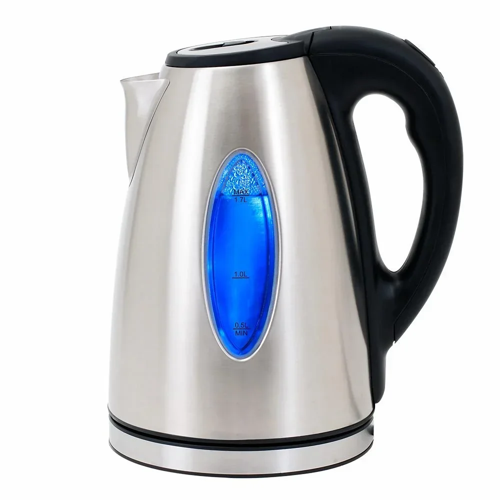 Wasserkocher Silber/Schwarz Edelstahl 1.7L