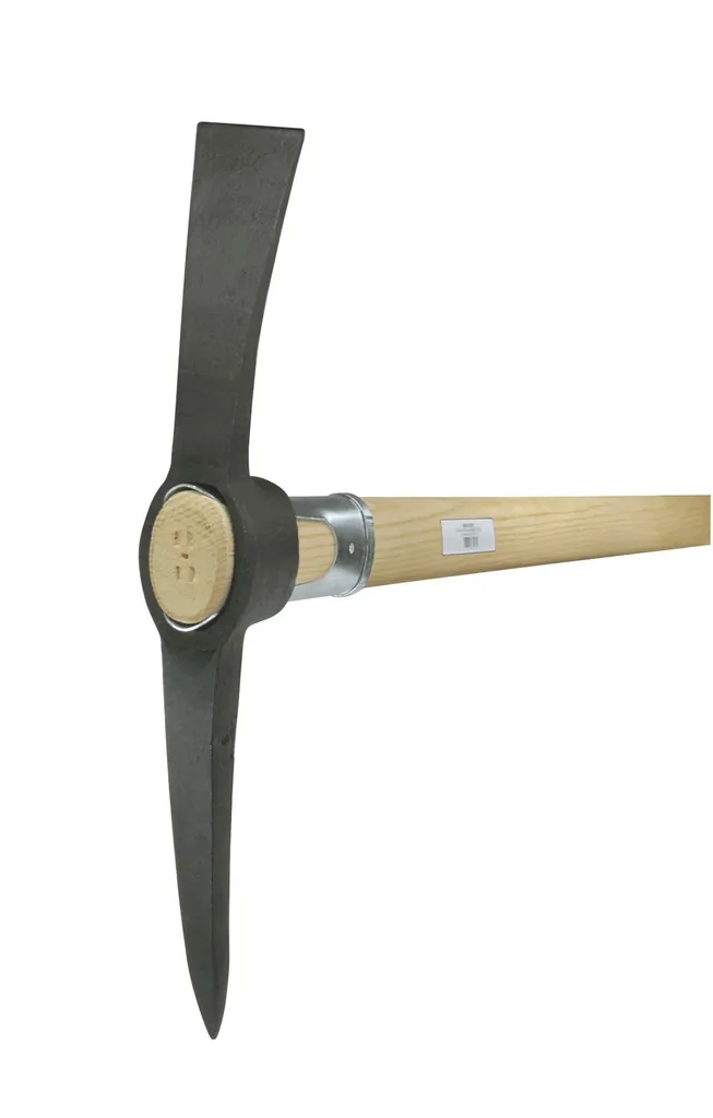 Aktions-Kreuzhacke, geschmiedet, ovales Auge, 1,5 KG, schwarz, Buchenstiel 93 cm mit Hülse