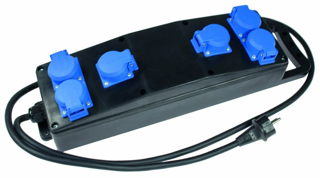 Vollgummi-Steckdosenleiste S1 H07RN-F 3G2,5, 2m, 230V, 6 Schutzkontaktsteckdosen 230V, 16A