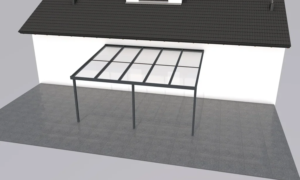 Terrassendach Premium, anthrazit, 5100 x 4060 mm - Acryl Stegplatten 16mm, bronze