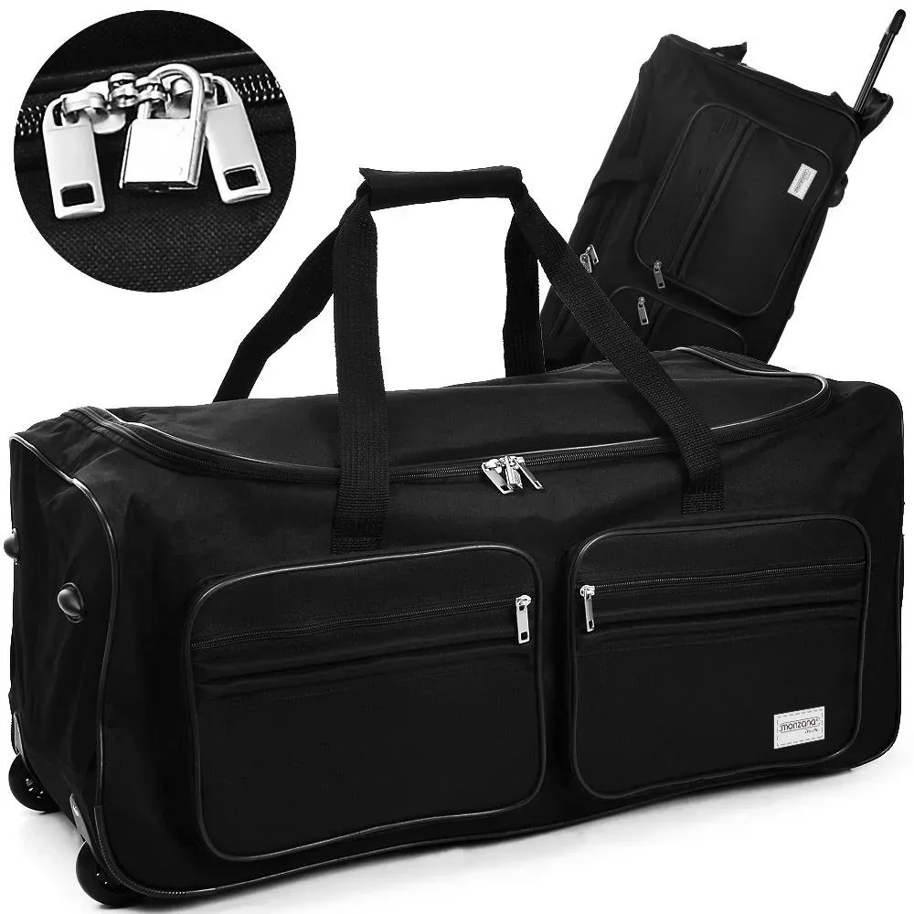 Reisetasche mit Trolleyfunktion - 100L - Schwarz