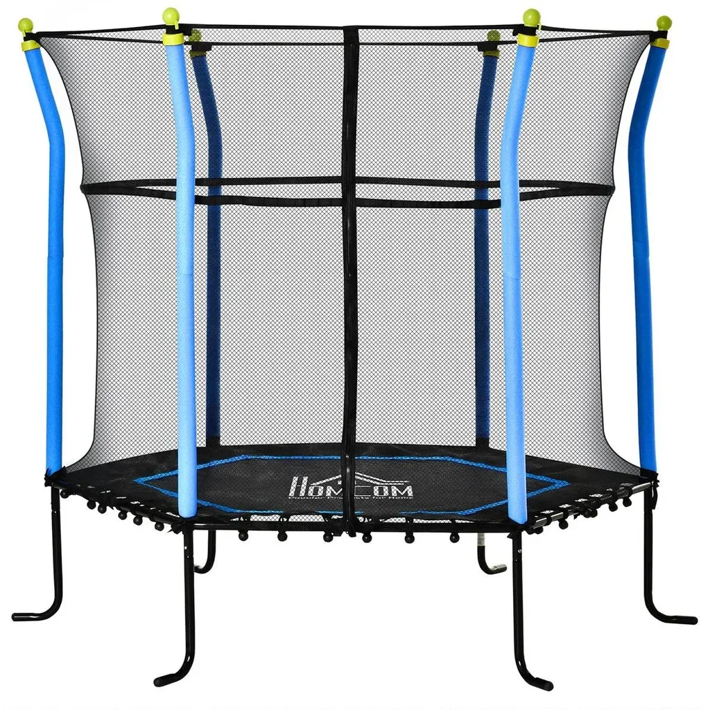5,3FT Trampolin für Kinder Gartentrampolin mit Sicherheitsnetz Randabdeckung Gummiseil gepolstert Fitness-Trampolin Mini