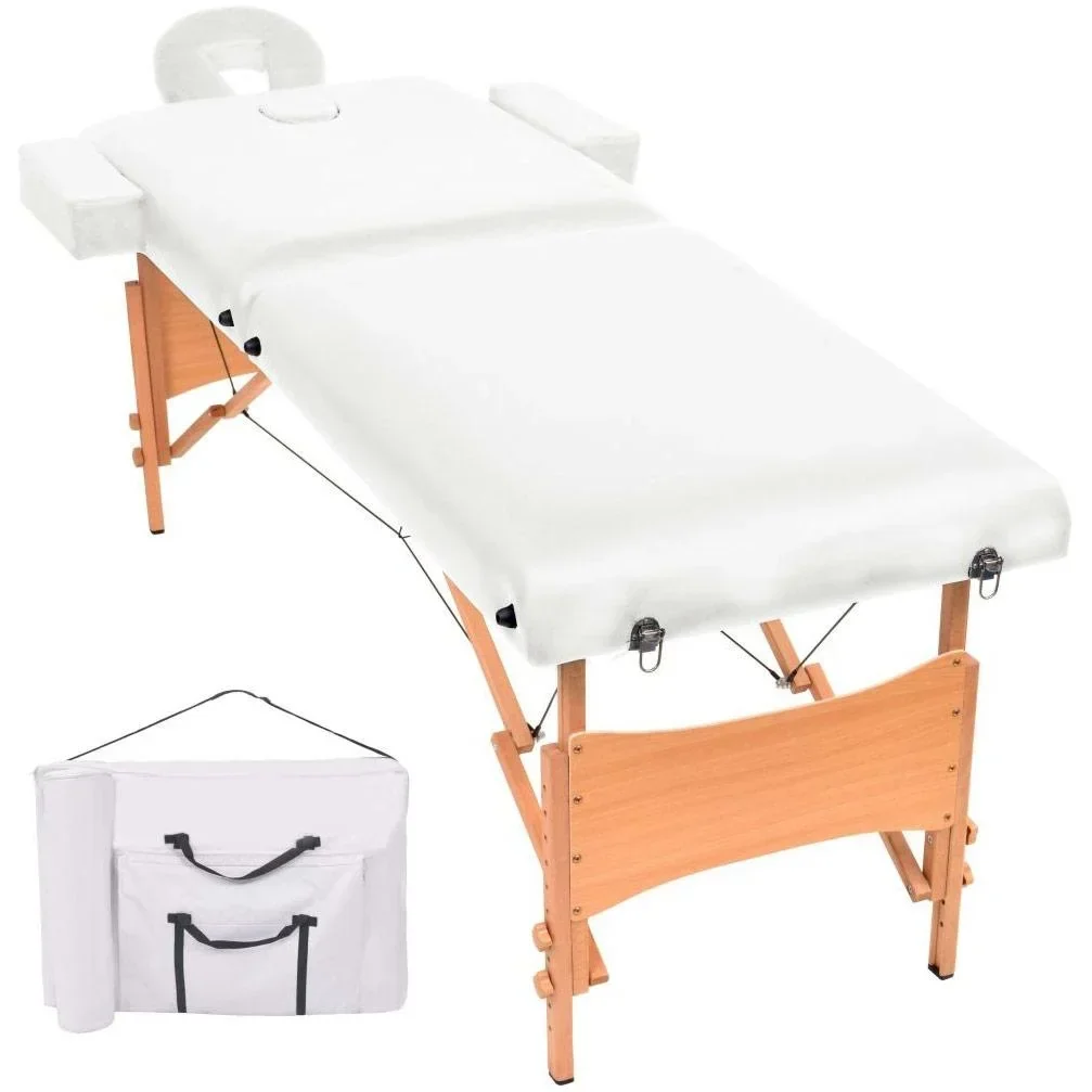 Massageliege 10 cm dick 2 Zonen klappbar weiß