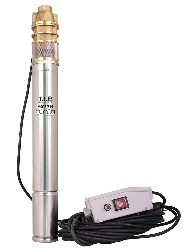 Tiefbrunnenpumpe MSC 3/3 M, Edelstahl / Messing, 3 Zoll bis 2.250 l/h Fördermenge, bis 58m Förderhöhe