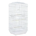 Vogelkäfig Vogelhaus Vogelvoliere für Papagei Wellensittich Vogelbauer mit ausnehmbarer Bodenschale Weiß 47,5 x 36 x 91