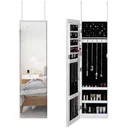 Schmuckschrank - Spiegel, Weiß- Hängend