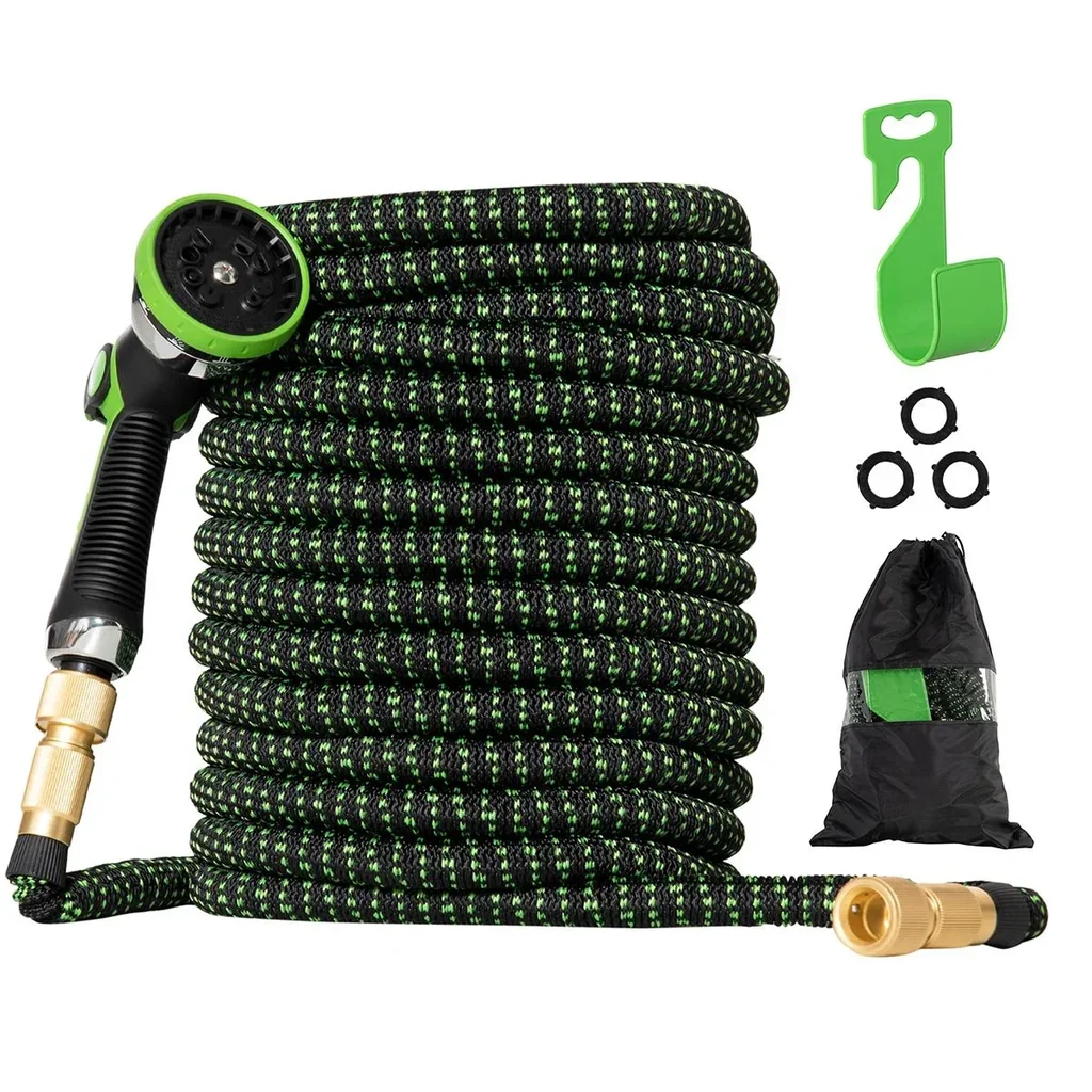 Gartenschlauch flexibel 30 m mit 10 Funktionen Sprühdüse Wasserschlauch mit 1/2 Zoll & 3/4 Zoll Anschluss Schlauch dehnb