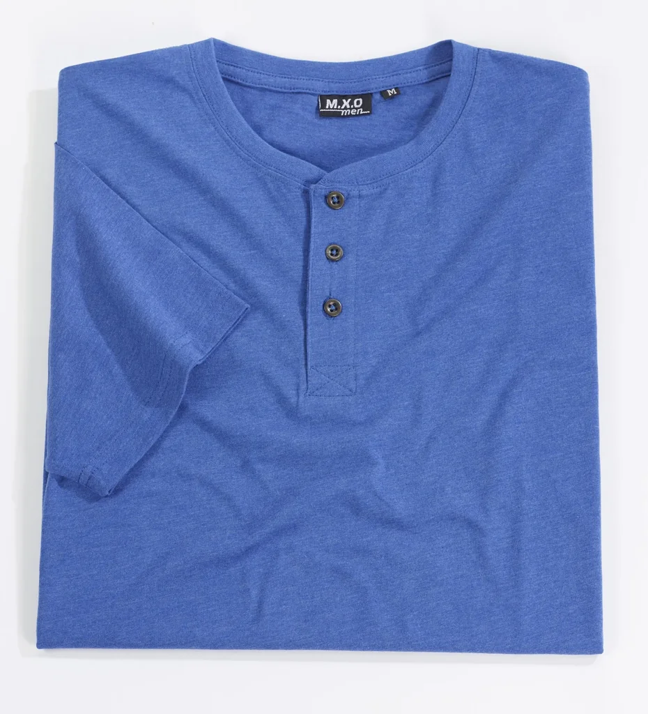 T-Shirt mit Knopfleiste, Farbe royal, Gr.M