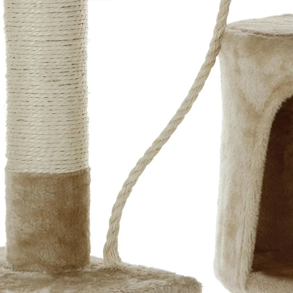 Codoca Kratzbaum beige mit 3 Aussichtsplätzen, 1 Höhle, 2 Spielbällen und einem Seil