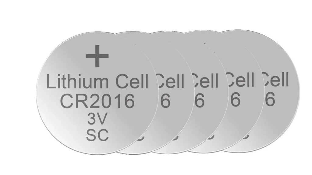 Lithium Knopfzelle CR2016, 3 Volt - 5 Stück
