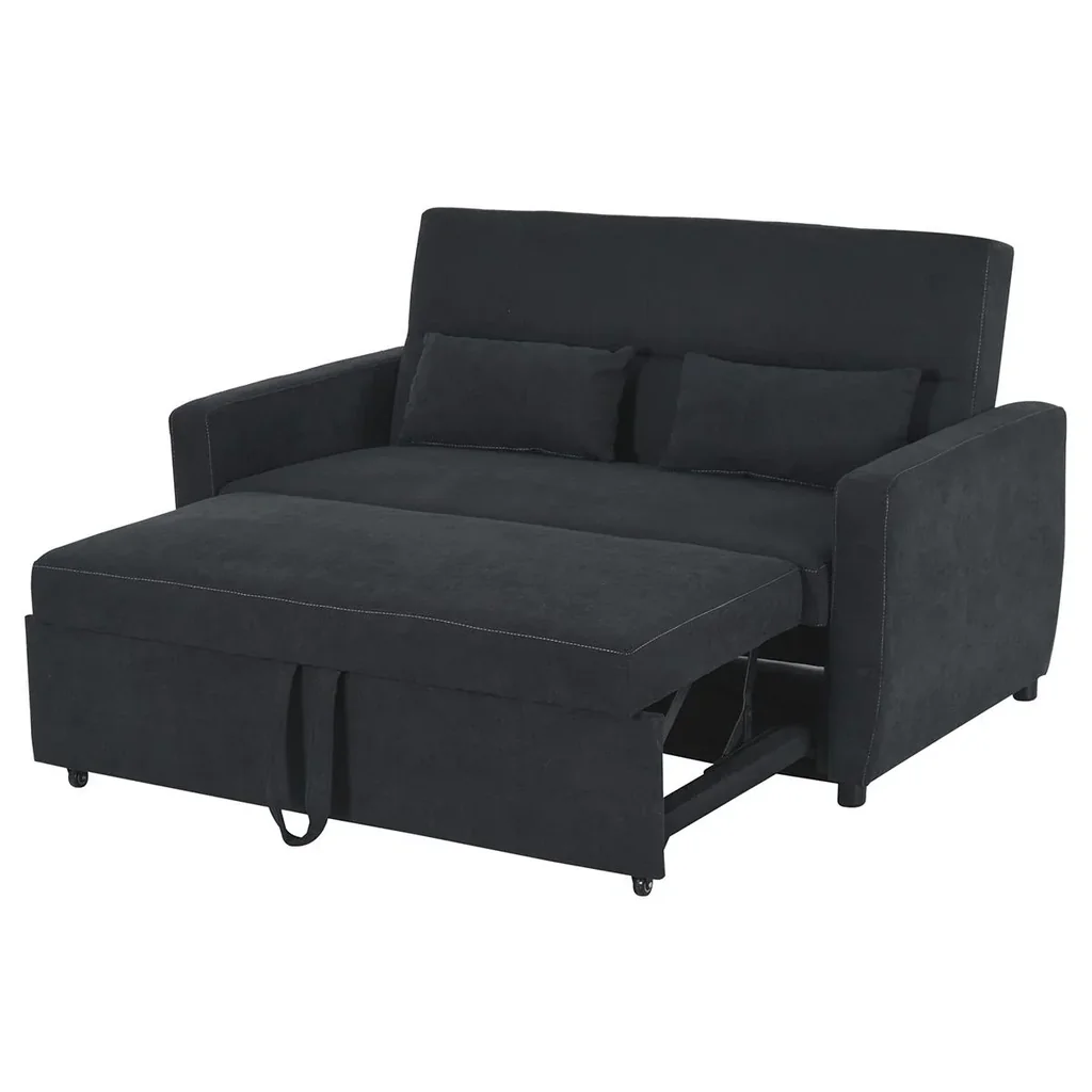 Schlafsofa, Klappsofa, 2-Sitzer Stoffsofa, Verstellbarer Winkel, Dunkelgrau, 148 x 82 x 89 cm