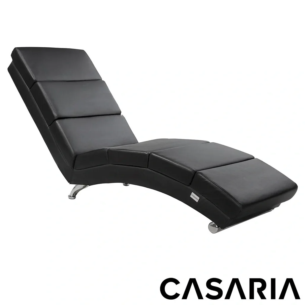 Lounger London schwarzes Kunstleder 186 x 55 x 89cm