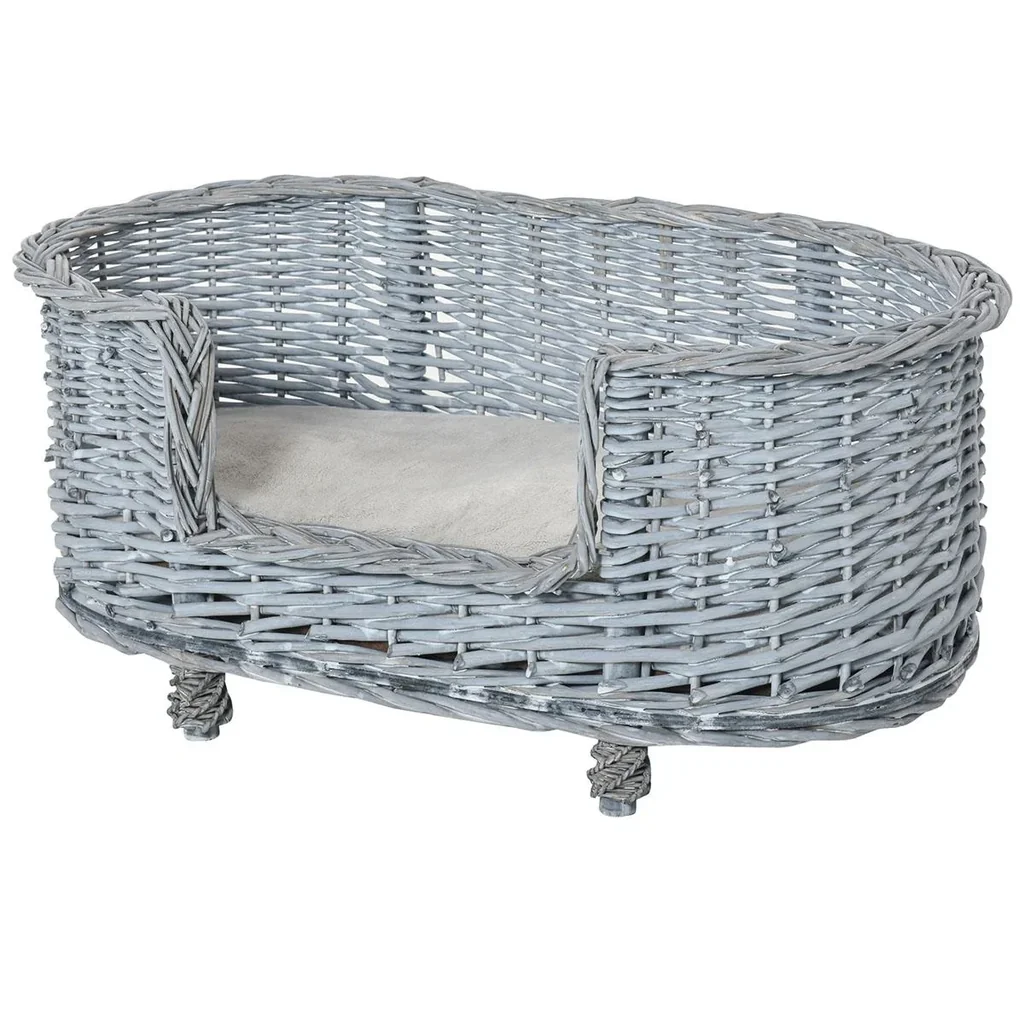 Hundesofa Haustiersofa Hundebett Katzensofa Weichem Bezug Katzensofa Weide Plüsch Grau 71 x 40 x 31 cm