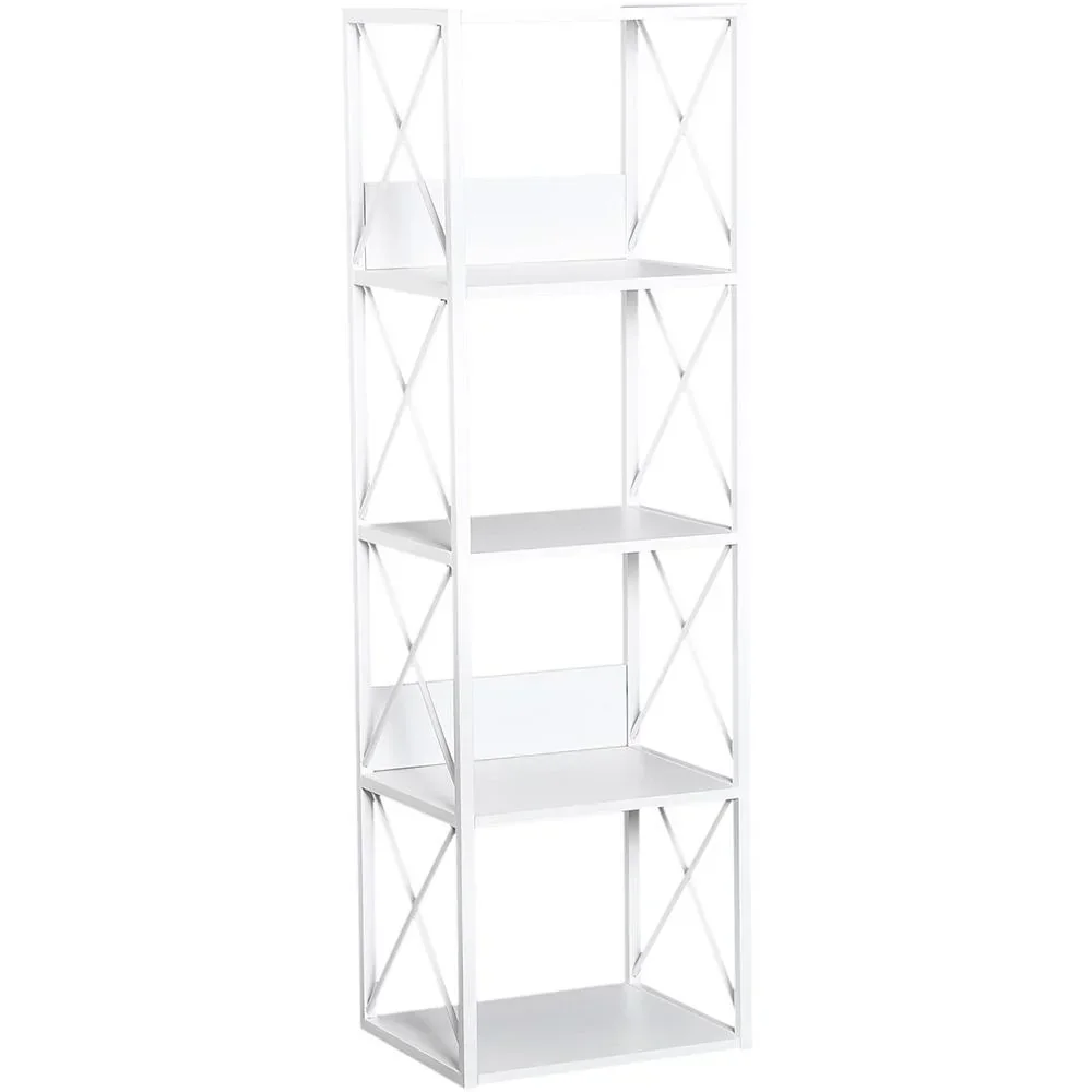 Standregal Bücherregal Aufbewahrungsregal Metall Weiß 40 x 35 x 143,5 cm