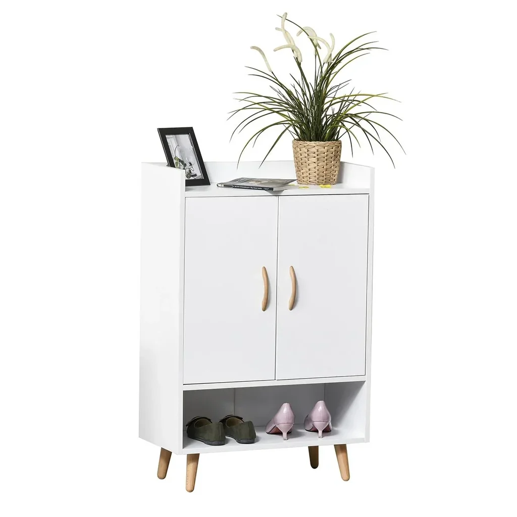 Schuhschrank Schuhregal mit Türen und Regalen für Flur und Eingangsbereich, moderner Schuhkommode Schuhablagen, E1 Spanp